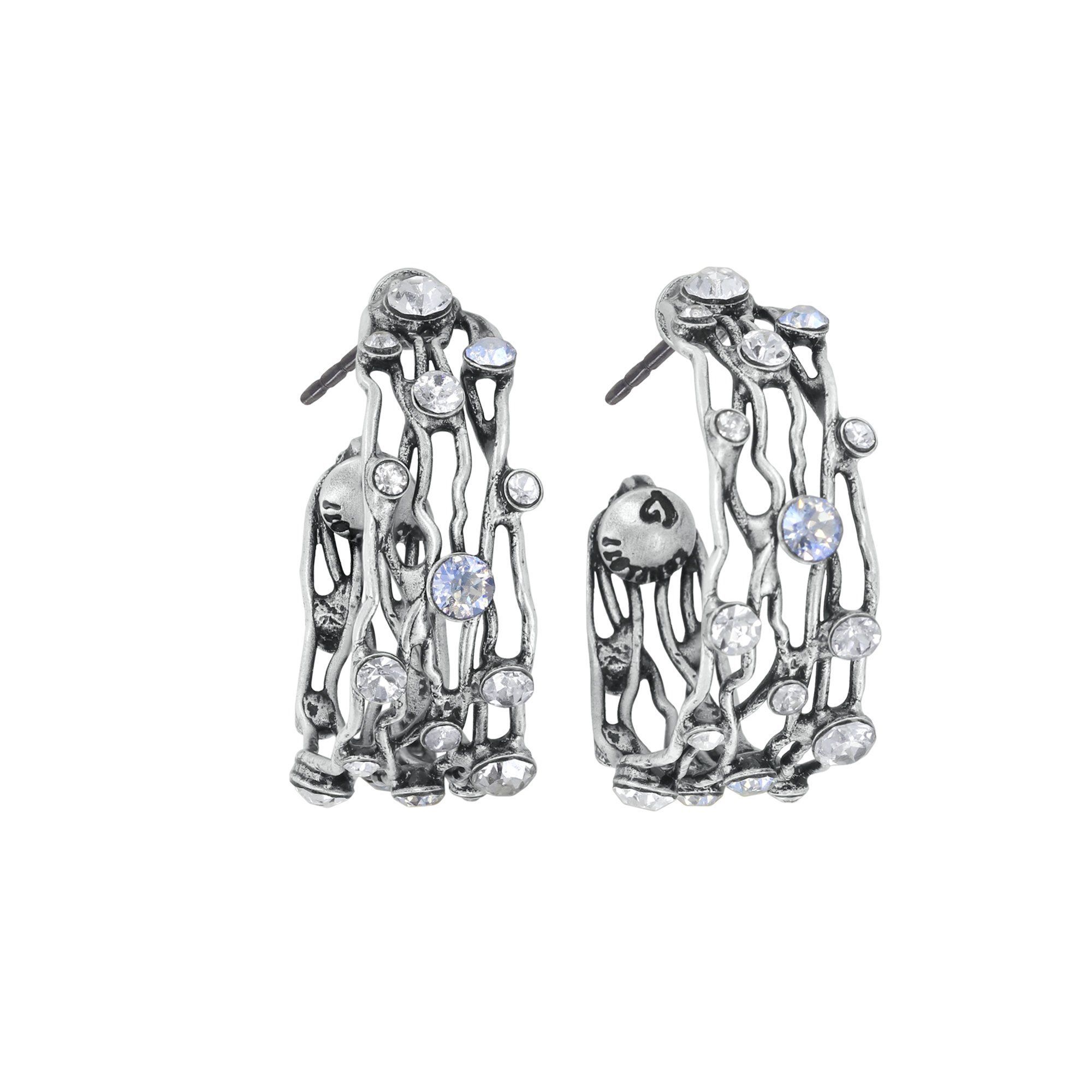 Konplott Ohrstecker Creole klein Cages Antiksilber Kristall