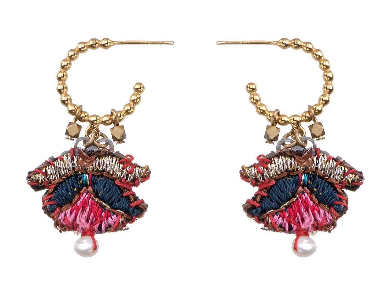 Ayala Bar Ohrstecker, Embroidered Garden Hoop Earrings, Limited Collection
