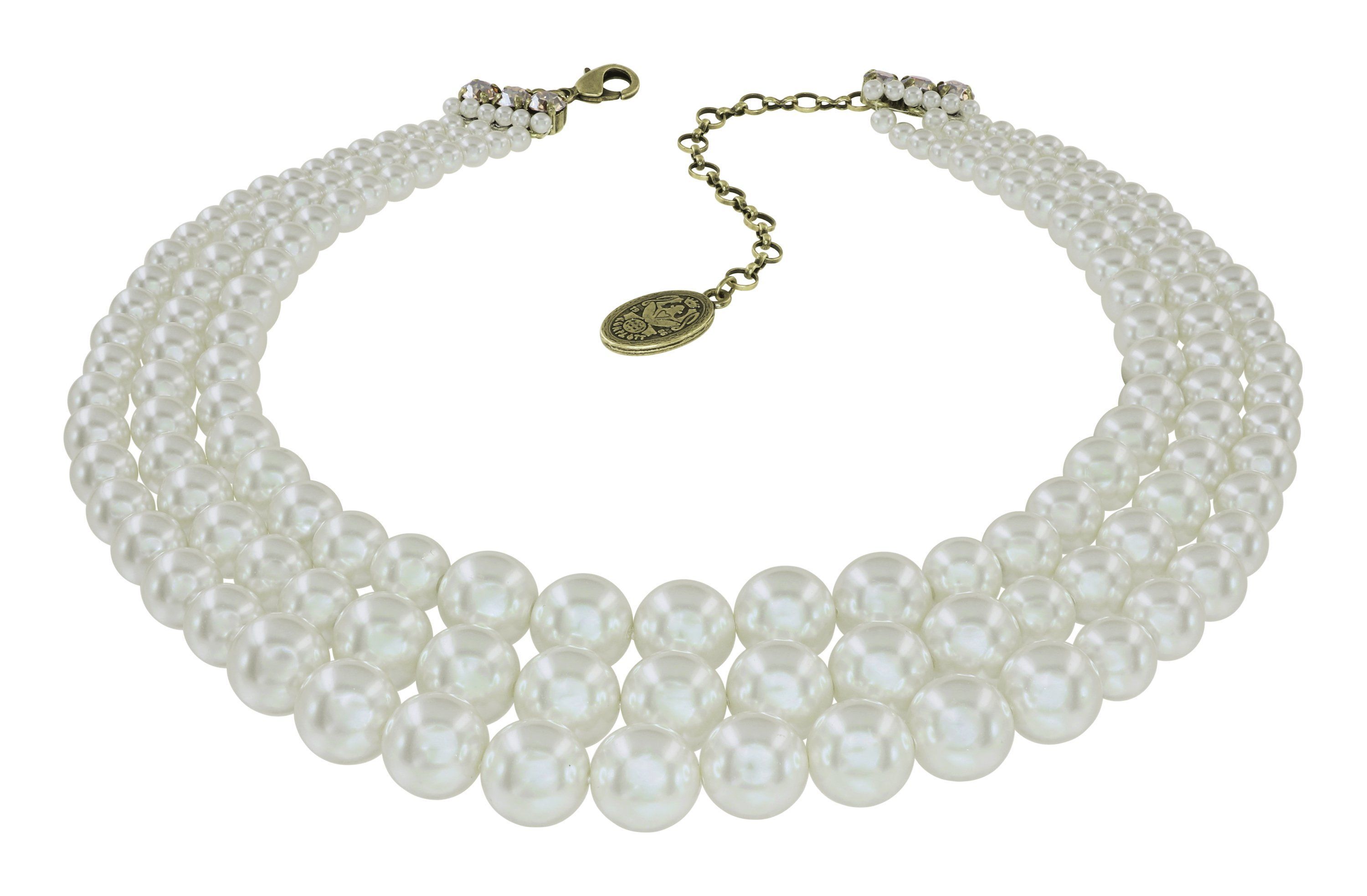 Konplott Kette Spikes and Pearls 3-reihig