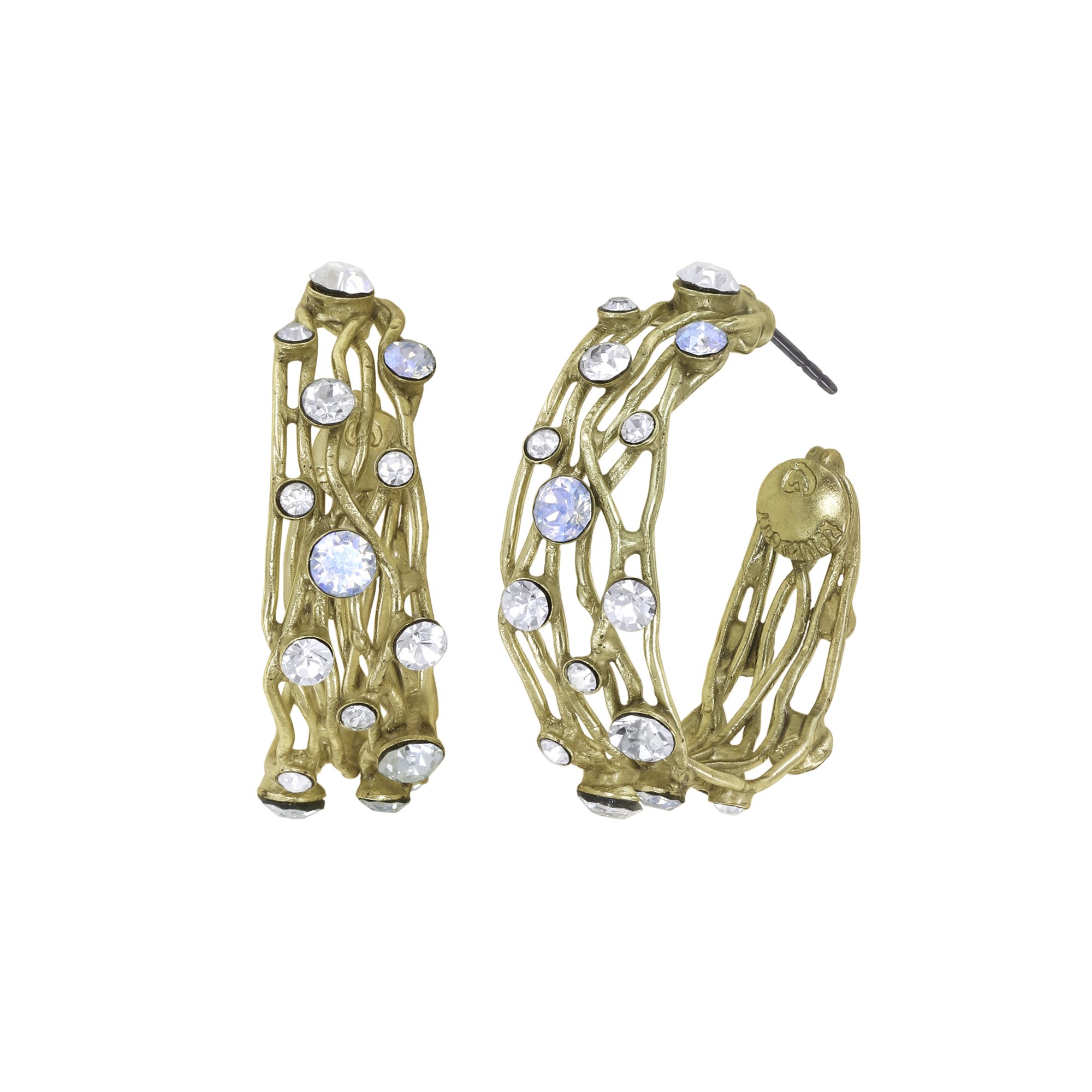 Konplott Ohrstecker Creole klein Cages Gold Kristall