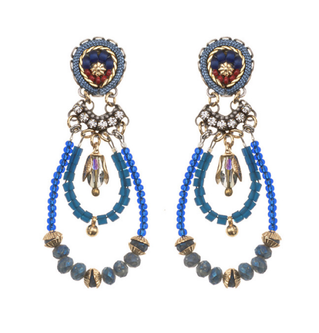 Ayala Bar Ohrstecker, Mid Season Set, Blue Beaded Chike Earrings