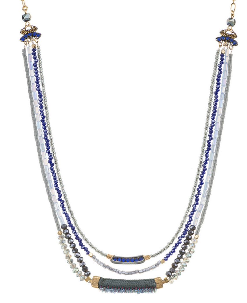Ayala Bar Halskette,Mid Season Set, Blue Beaded Toho Necklace