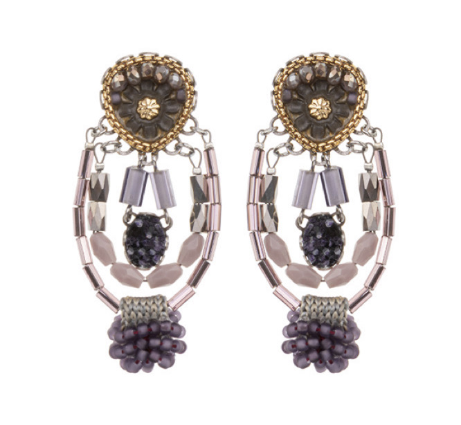 Ayala Bar Ohrstecker, Mid Season Set,Purple Beaded Zambarau Earrings