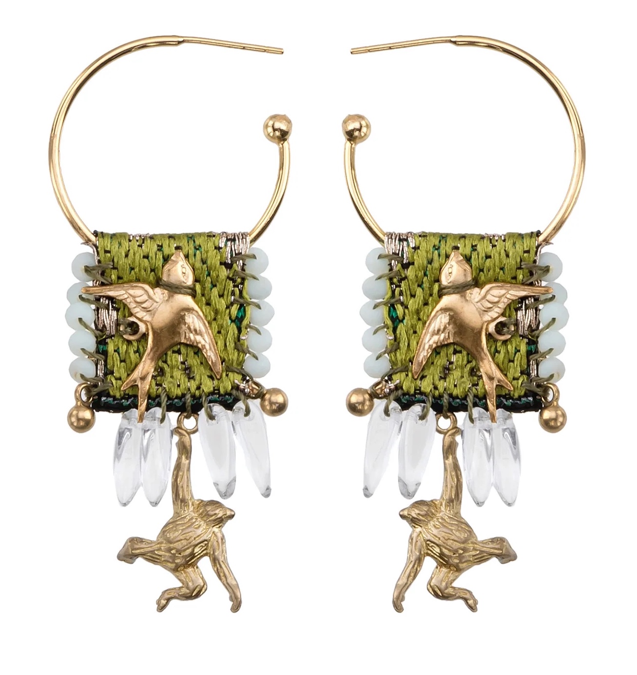 Ayala Bar Ohrstecker, Utopian Dream Swallow and Monkey Hoop Earrings