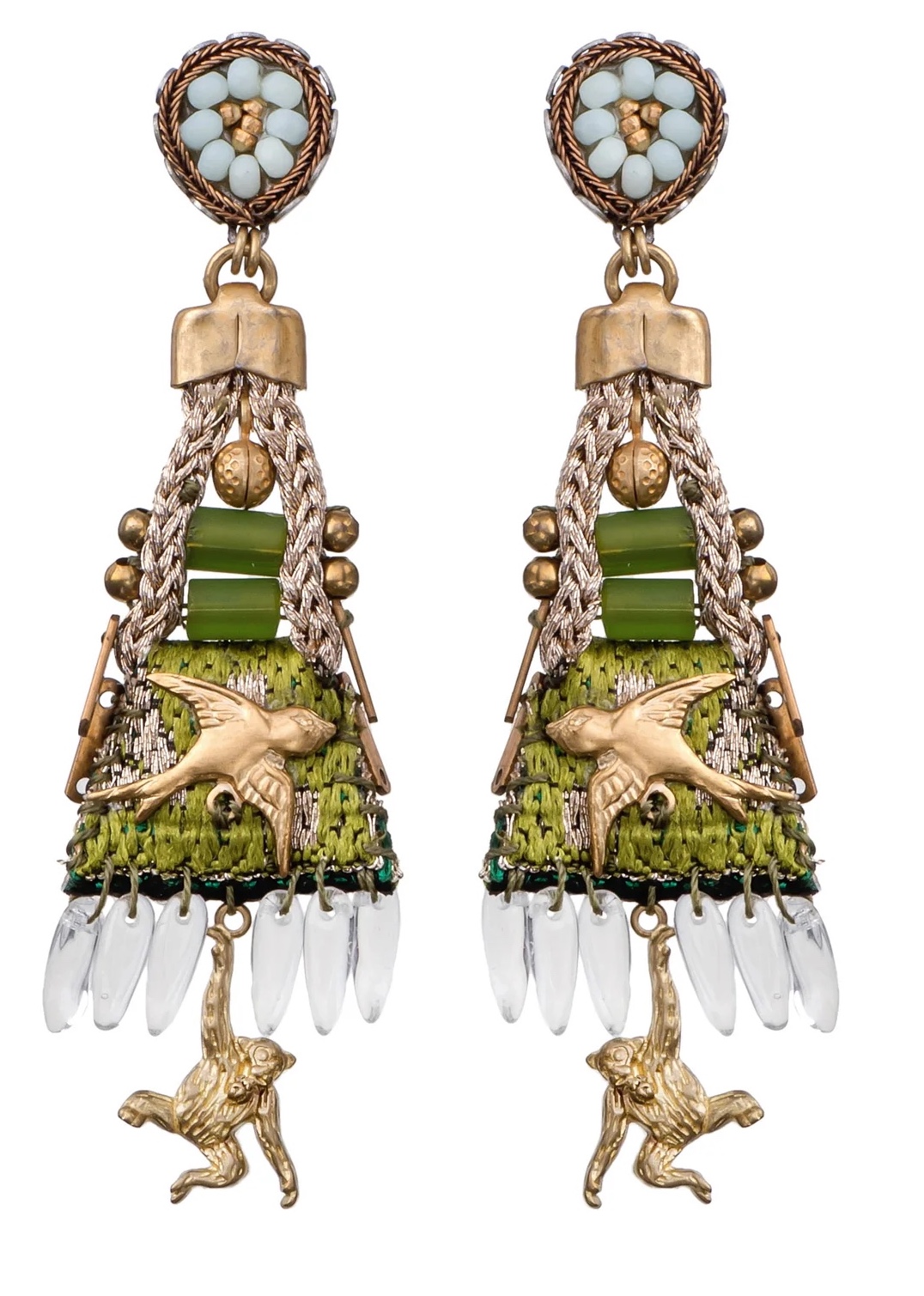 Ayala Bar Ohrstecker, Utopian Dream Golden Swallow and Monkey Earrings
